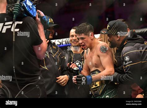Brandon Moreno celebrates victory