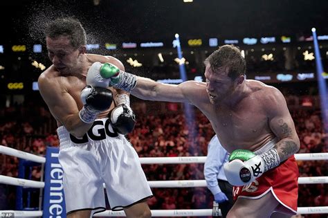 Canelo Alvarez lands a right hand