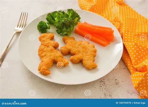 Kids food. nuggets with vegetables