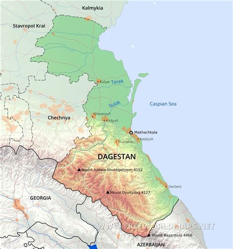 Map of Dagestan