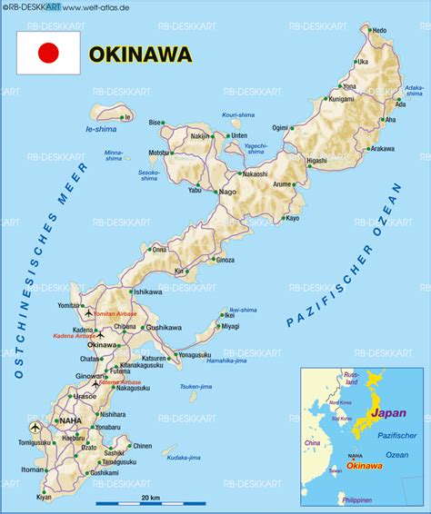 Map of Okinawa, Japan