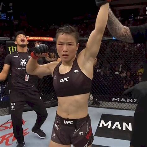 My favorite fighter about to get her hand raised after a brilliant fight at UFC Sacramento.