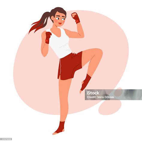 Woman practicing knee strike in Muay Thai